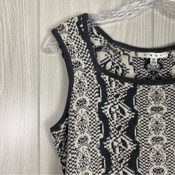 Cabi | Gray & White Peplum Shell Knit Top Size Medium - Picture 5 of 8